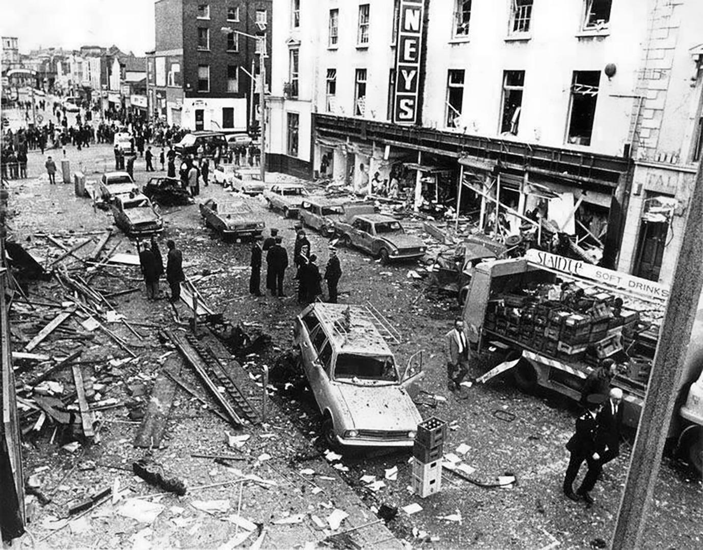 The aftermath of the Dublin and Monaghan bombings carried out by British terrorists (UVF), 17 May 1974. It was the single deadliest attack carried out during The Troubles, resulting in the death of 34 people. (1380×1080)