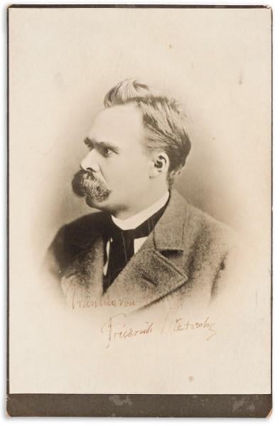 Philosopher Friedrich Nietzsche — Photograph Signed and Inscribed c 1884-1900 sold at Swann autograph sale on April 9 for $40,640 almost double presale high estimate. Reported by Rare Book Hub. (394×600)