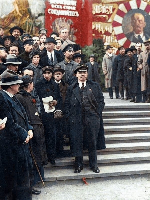 Lenin at the Parade of Vsevobuch Troops on the Red Square on 25 May 1919. [Colorized] [601×800]