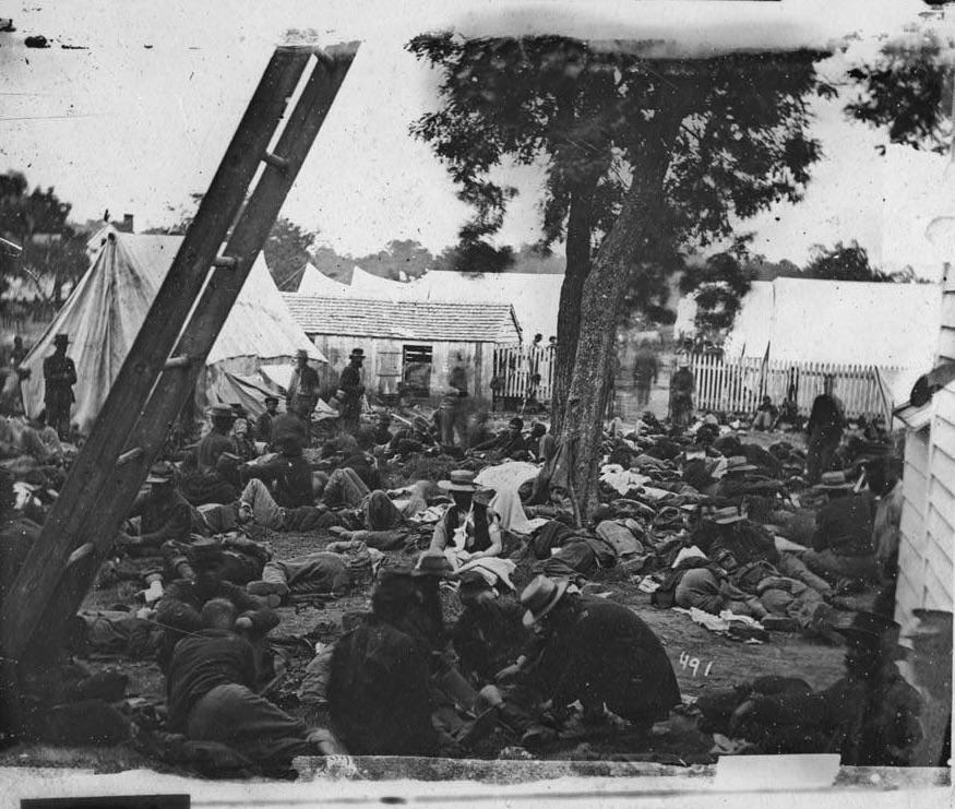 Union Field hospital after the Battle of Savage’s Station, the fourth of the Seven Days Battles in Henrico County VA, June 29, 1862. Photo by James F. Gibson. [875×741]