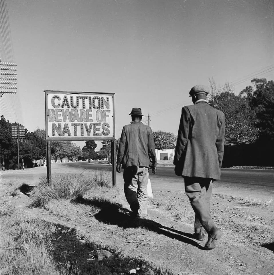 A sign of the times. Johannesburg, South Africa, 1956. [957×960]