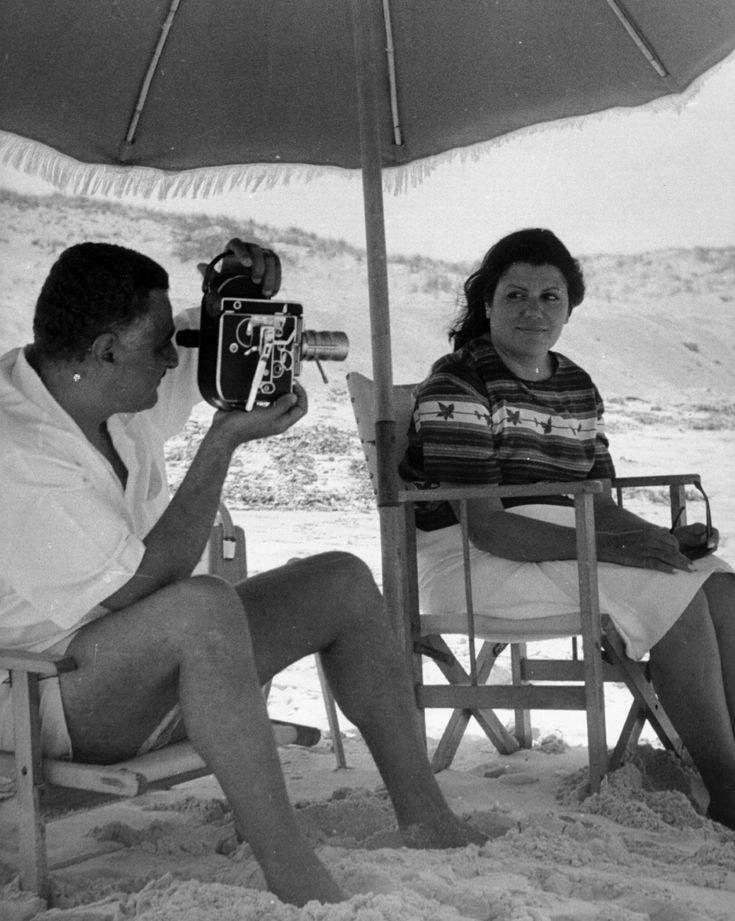 Egyptian president gamal Abdel nasser taking photos of his wife on the beach 1960s(?) (735×921)