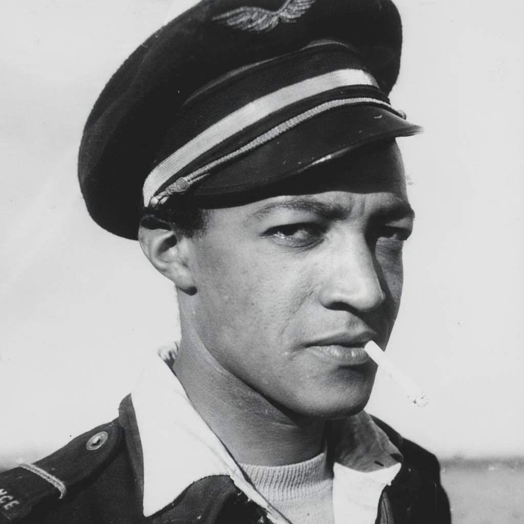 Portrait of Roger Sauvage, an ace who shot down 16 Nazi planes on the eastern front, 1943. [1024×1024]