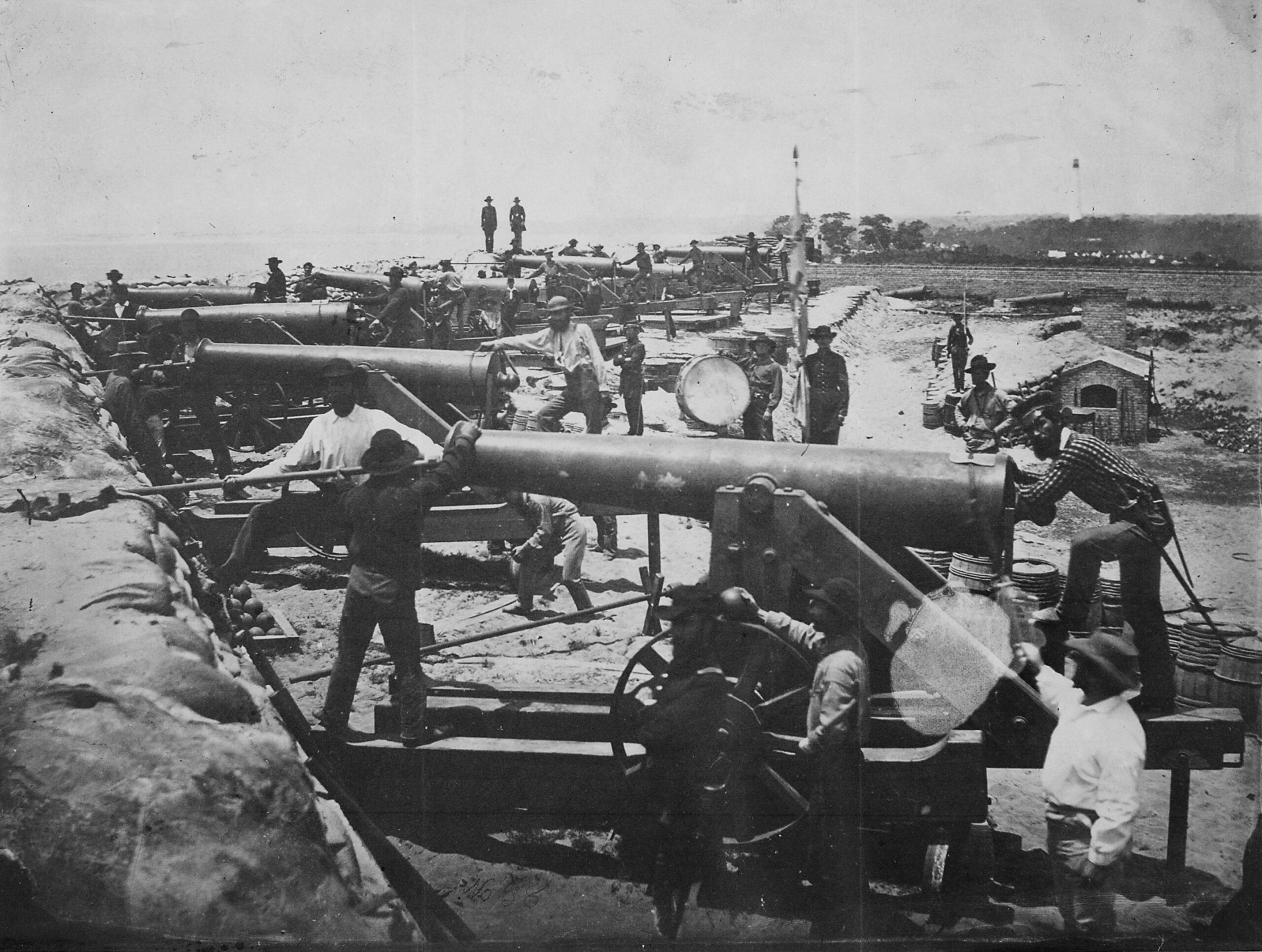 Confederate Columbiad Guns of the water battery at Warrington, Florida at to Pensacola Bay (Feb. 1861) [2895×2184]