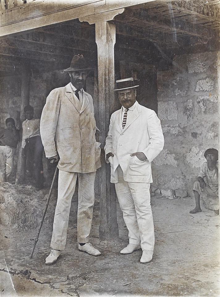 Roger Casement (left) and Juan A. Tízon (right) photographed at La Chorrera in 1910 during Casement’s investigation into the involvement of British subjects in the Putumayo genocide. [712 x 958]