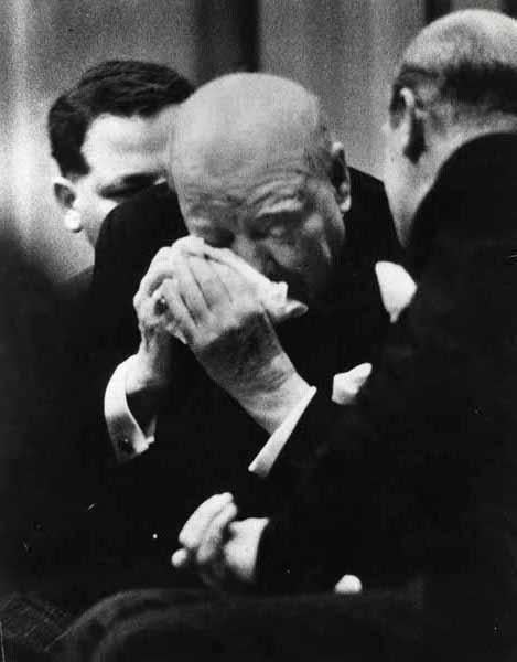Winston Churchill moved to tears following a tribute to his legacy shortly after his resignation as Prime Minister, 1955. Churchill would remain a British MP until 1964, but would never again return to the position of Prime Minister (1200×980)
