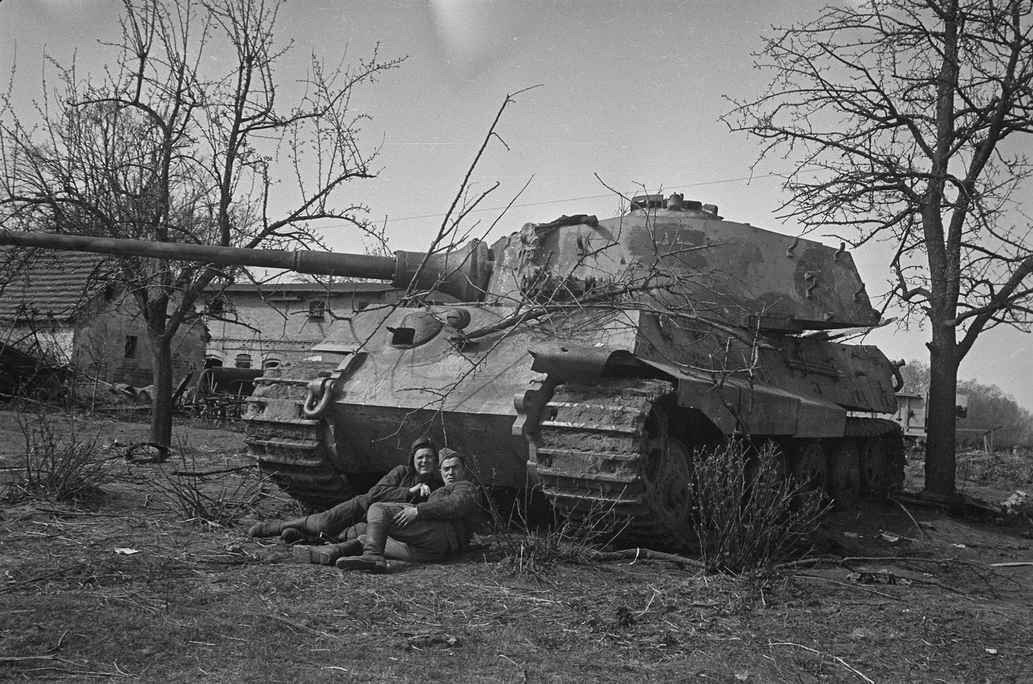 German Royal Tiger tank abandoned in the area of ​​the Seelow Heights, April-May, 1945.[2050×1358]