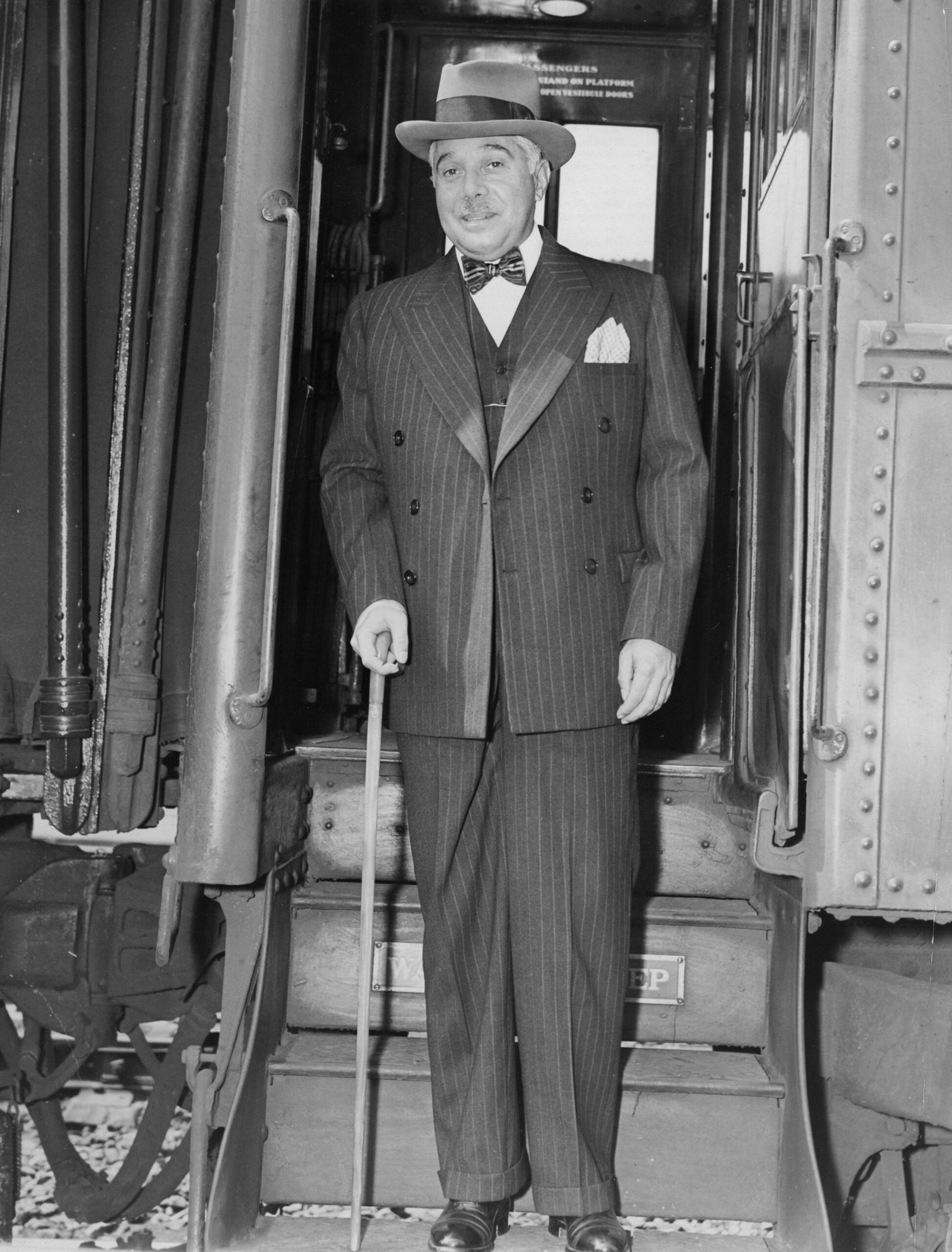 Dominican dictator Rafael Leonidas Trujillo departing from a train, 1940. Trujillo ruled the Dominican Republic for over 30 years from 1930-1961, murdering over 50,000 people in the process, mostly his own citizens. By the time of his death, he was one of the wealthiest men in the world (5981×6783)