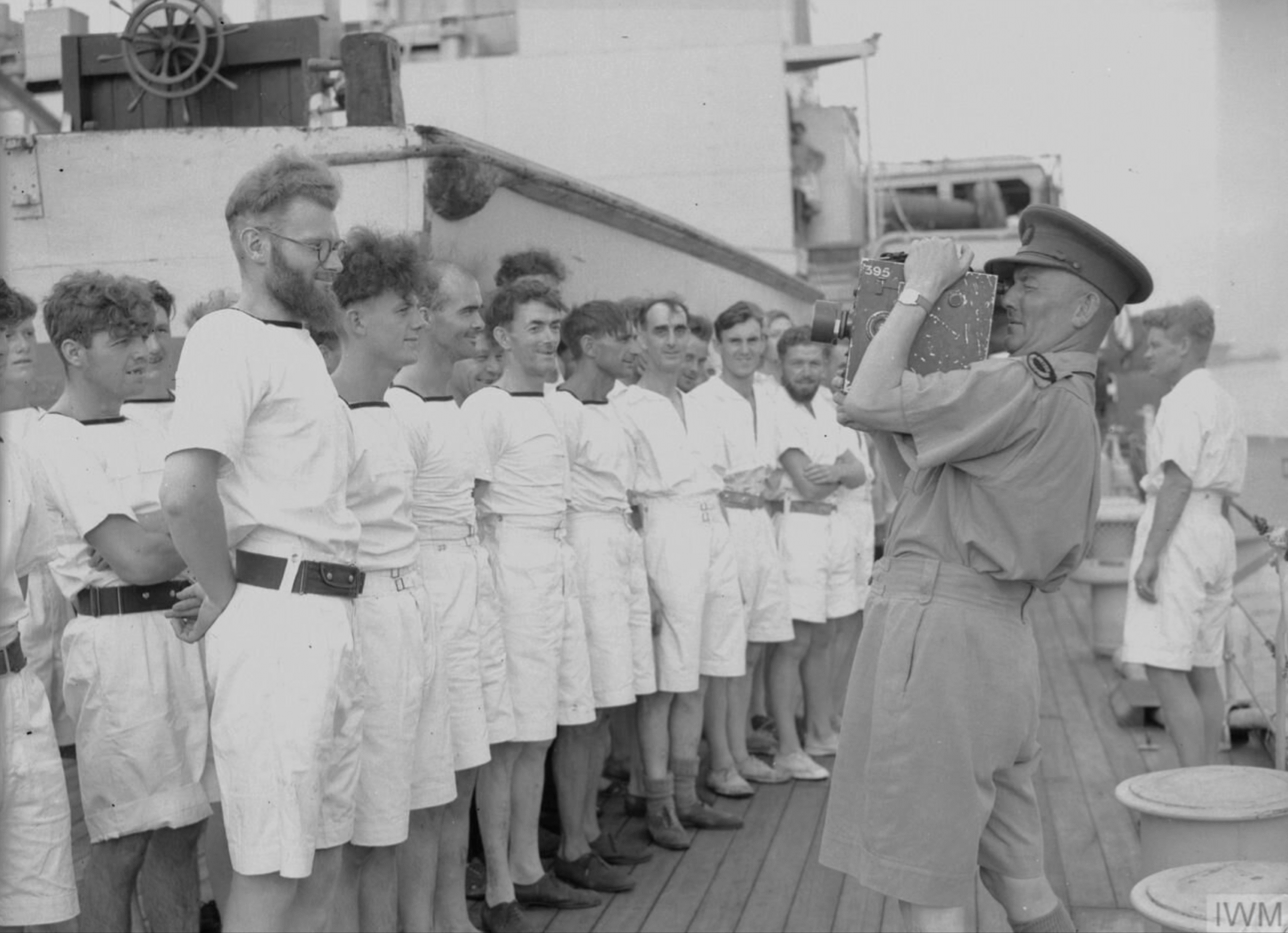 Survivors of HMS Eagle filmed aboard a destroyer after her sinking, Operation Pedestal, August 1942 [2986 × 2164]