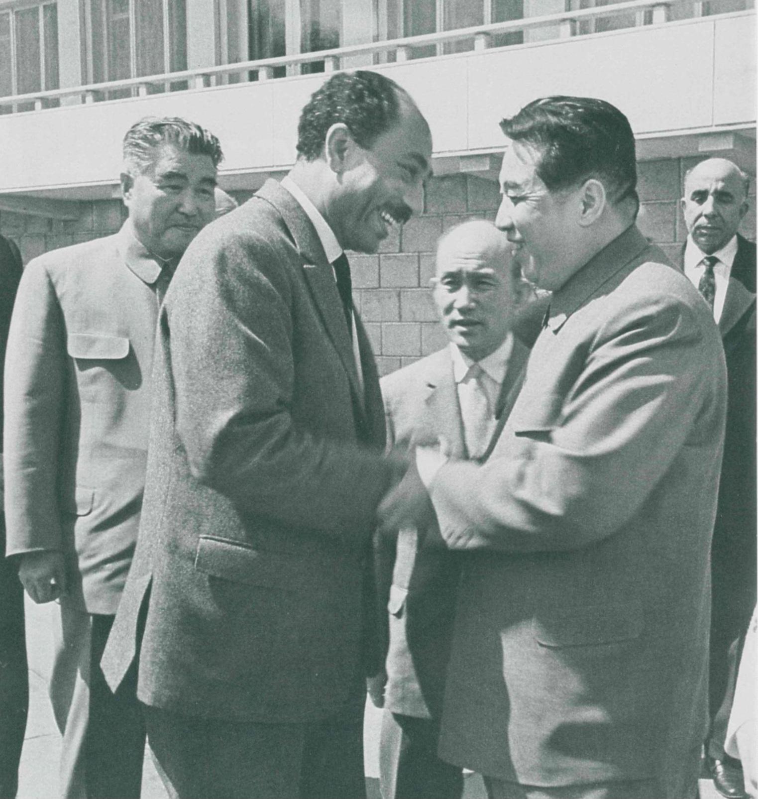 North korean supreme leader Kim Il sung meets Egypt’s vice president (and future president) Anwar sadat may 1967 (1523×1605)