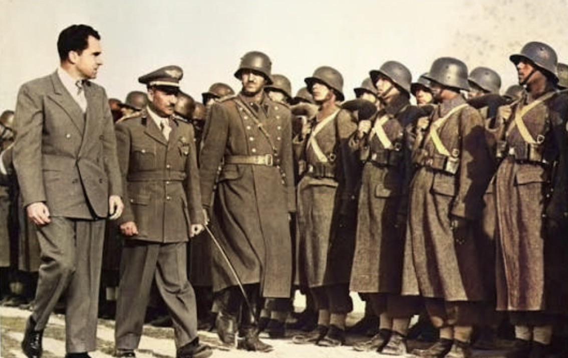 U.S Vice President Richard Nixon, alongside a Royal Afghan Air Force officer, reviews the Royal Afghan Army’s honour guard upon arrival in Kabul, 1951. (1134×716)