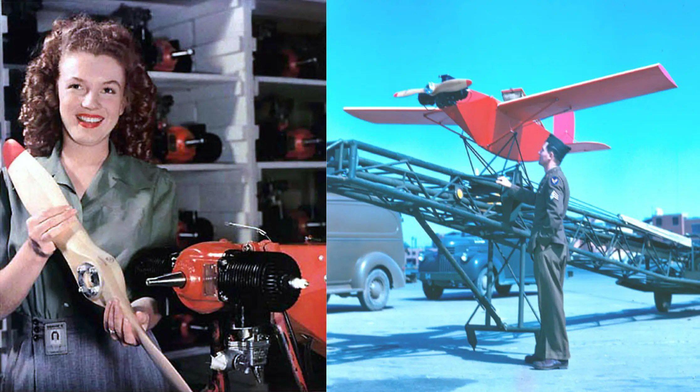 Marilyn Monroe assembling drones in 1944 for Operation Aphrodite during World War II. Today is her 100th birthday. [2233 × 1252]