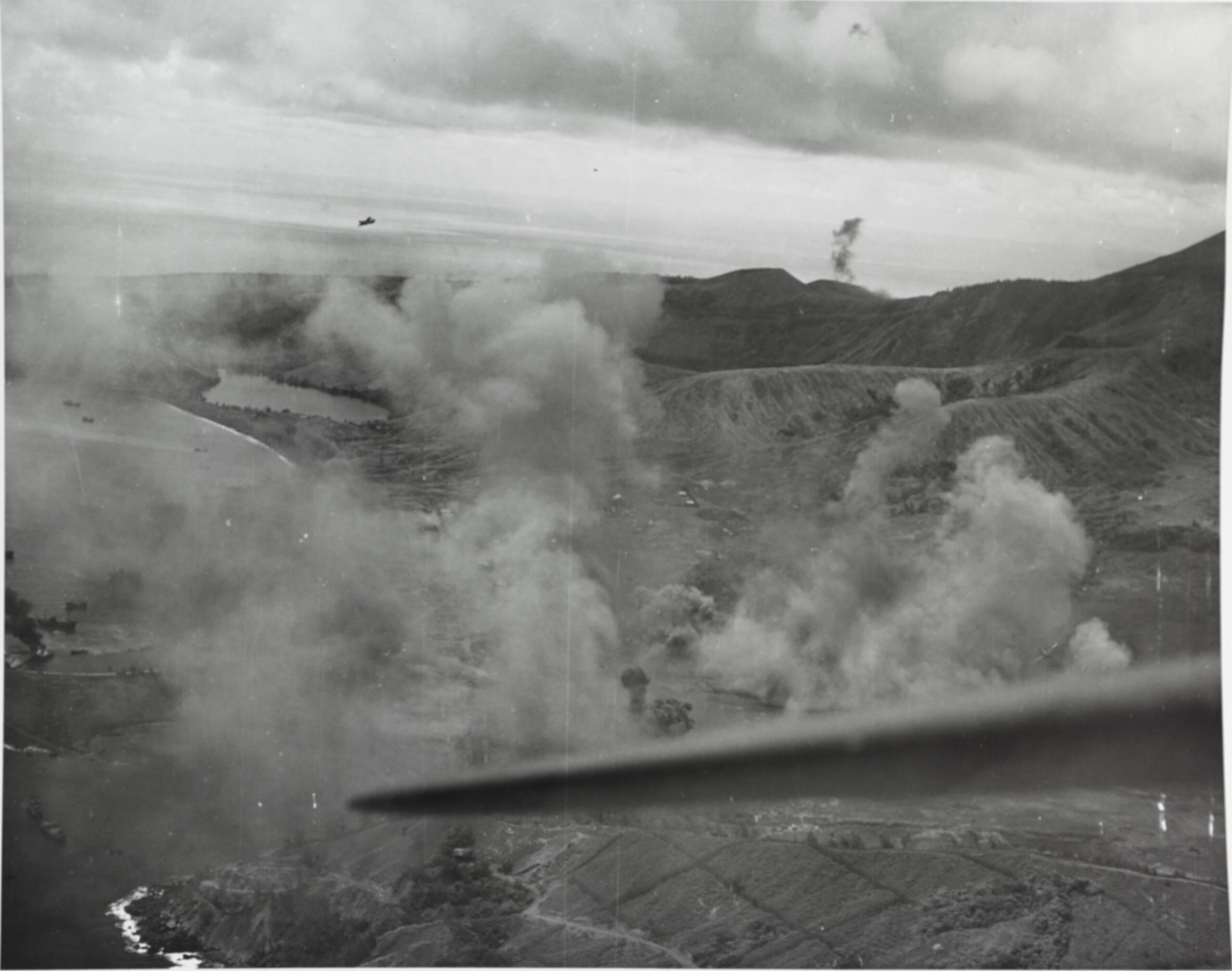 U.S. Navy SB2C Helldivers during a raid on Pagan Island. 23 June 1944 [3534 x 2784]