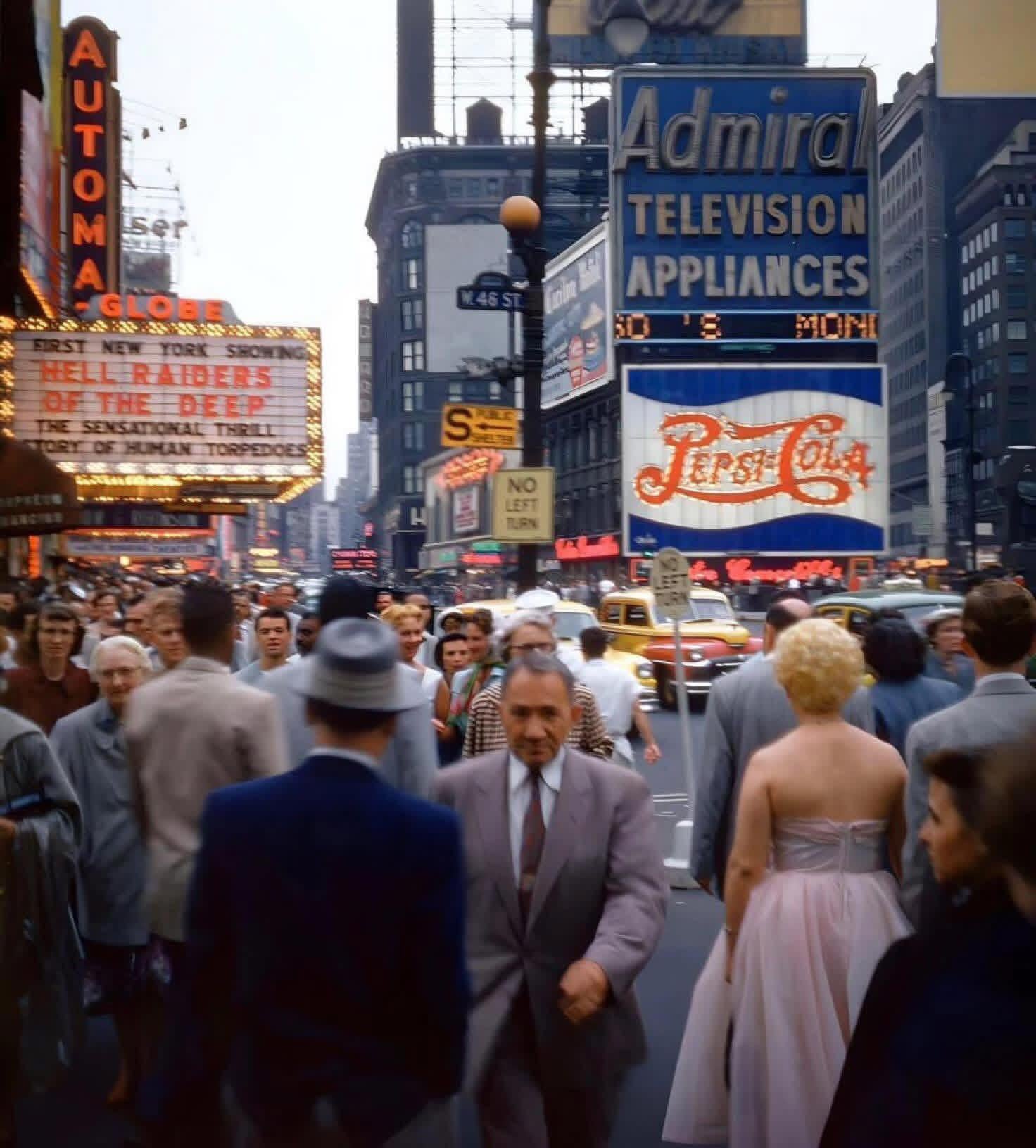 Times Square, New York City, July 1953 [1472×1631]