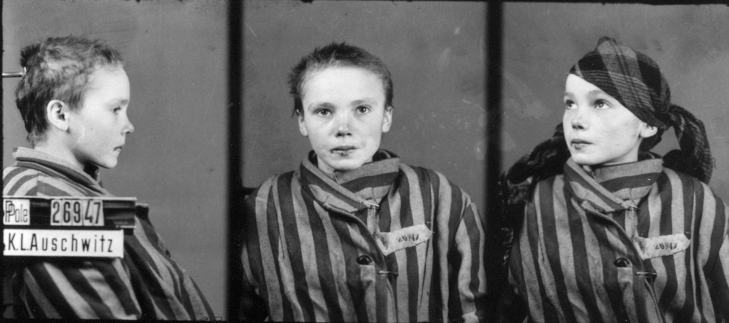 Prisoner identity photograph of a Polish girl taken by the German SS in Auschwitz. Approximately 230,000 children were held prisoner and used in forced labour and Nazi medical experiments. (Late 1942 or early 1943) [1500 × 665]