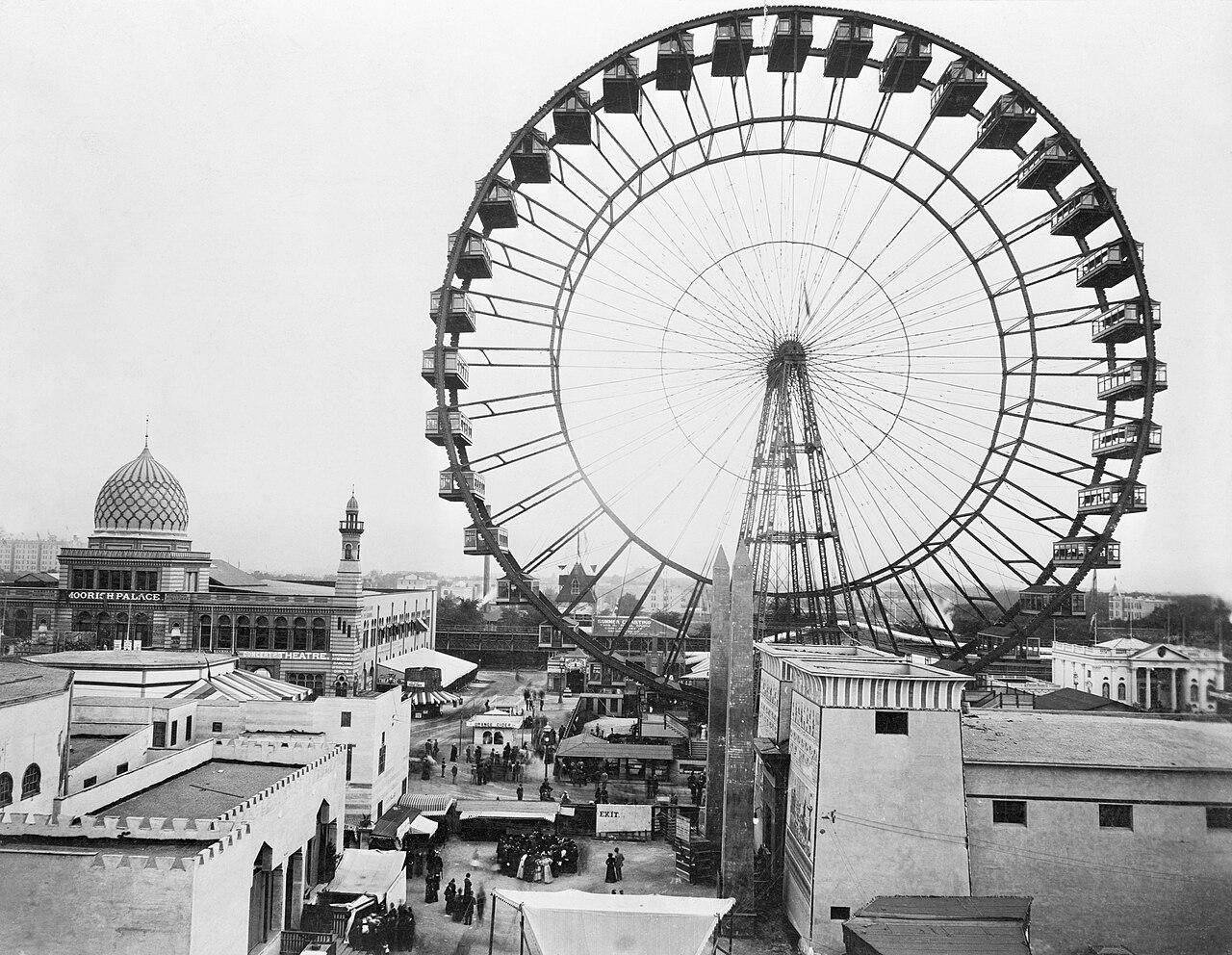 The world’s first Ferris wheel at the Chicago World’s Fair, June 21, 1893. [1000×774]