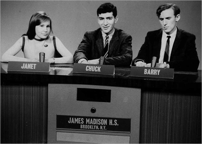 Chuck Schumer and two other students on the TV quiz show, It’s Academic, in 1966. Chuck’s team won the New York finals but ultimately lost the regional championship. [650×465]