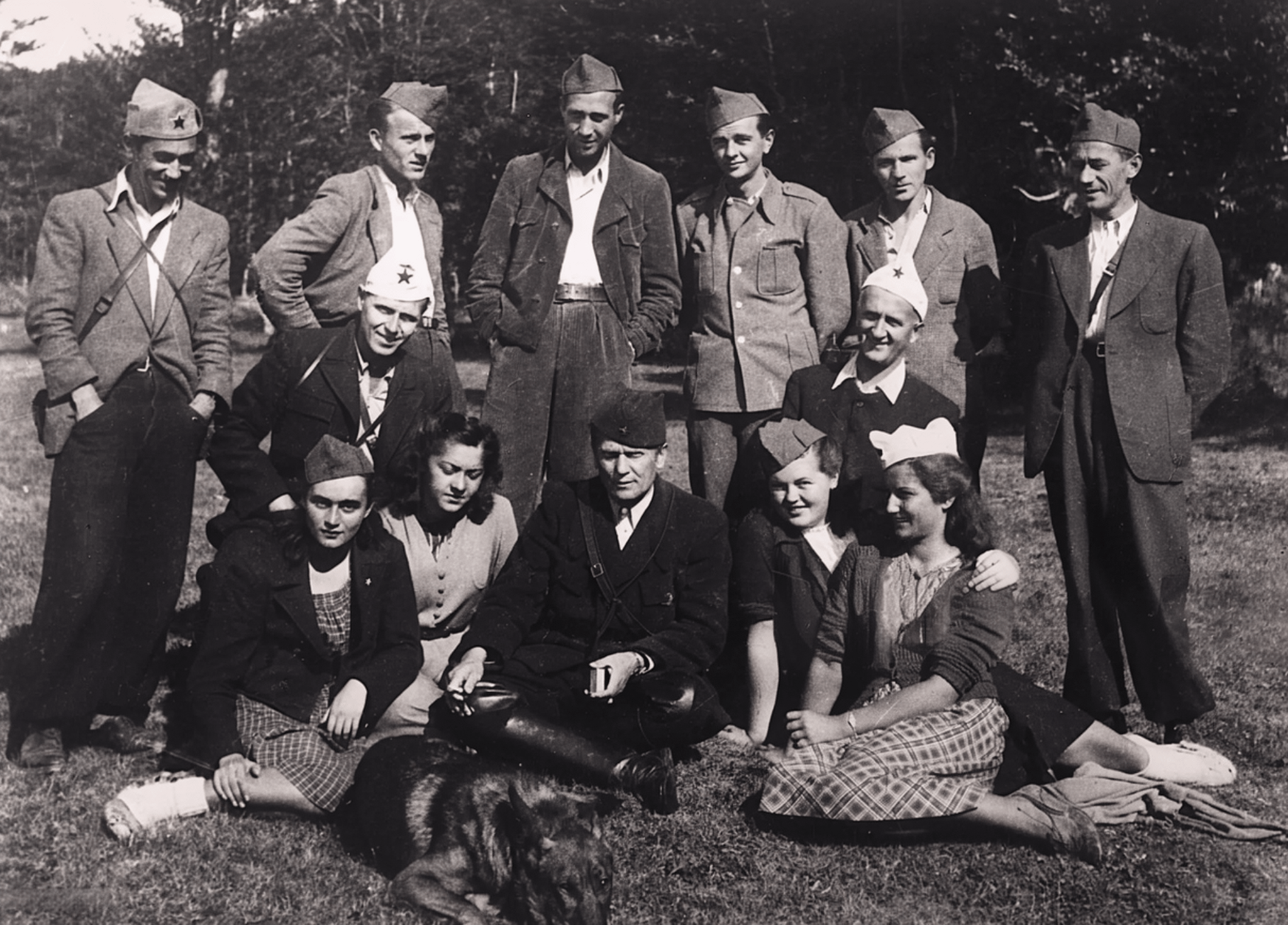 Yugoslav leader Josip Broz Tito poses with a Partisan acting group, Yugoslavia, 1942. [2048×1471]