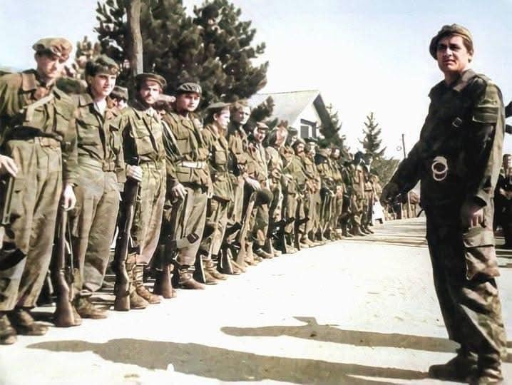 Bosnian Serb paramilitary commander Veljko Milanković inspects his troops, 1991. [718×540]
