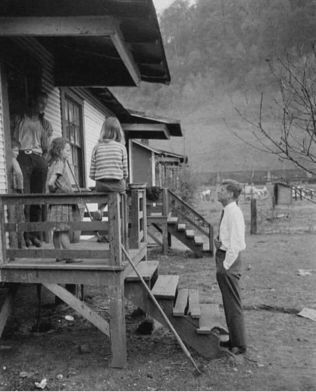John F. Kennedy campaigning Door-to-Door in West Virginia, 1960. [640×793]