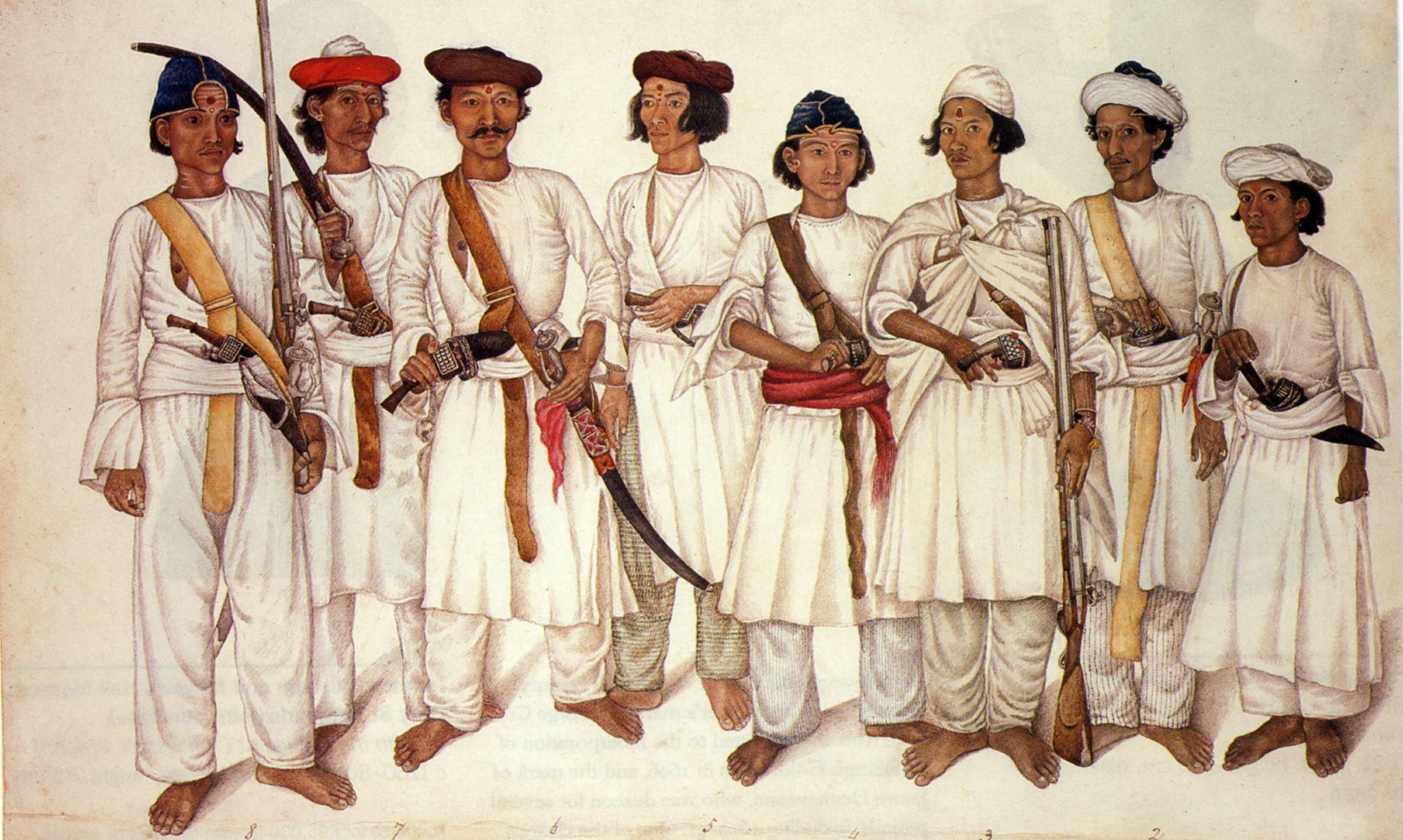 Gurkha soldiers in service to the British Empire, painted by an Indian artist in Delhi, 1815 [2048 × 1127]