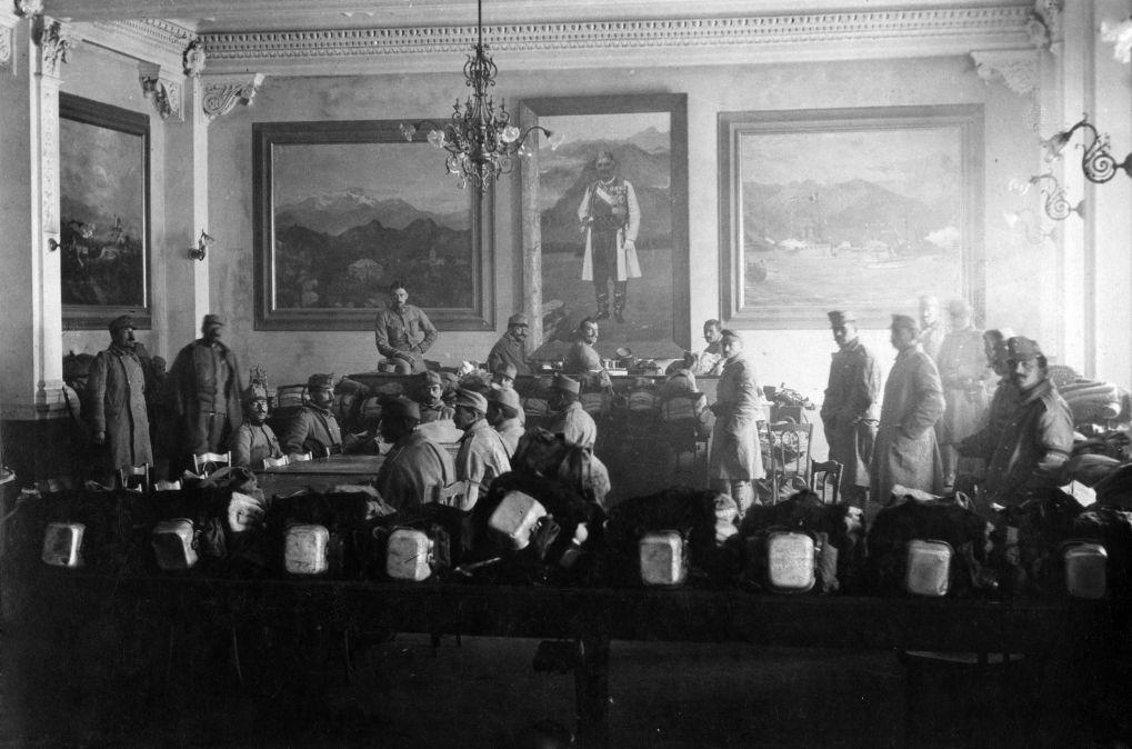 Austro-Hungarian soldiers set up their quarters in the Parliament in Cetinje, Montenegro after occupying the country, 1916. [922 x 610]