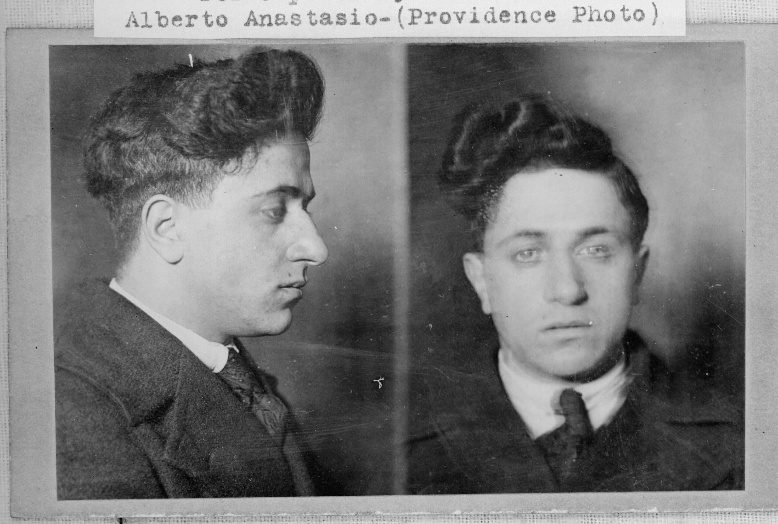 1921 mugshot of Albert Anastasia, 19 years old. He was sentenced to death for the 1920 murder of Joseph Terella. The sentence was overturned and he later became boss of the Gambino family (6000×4038)