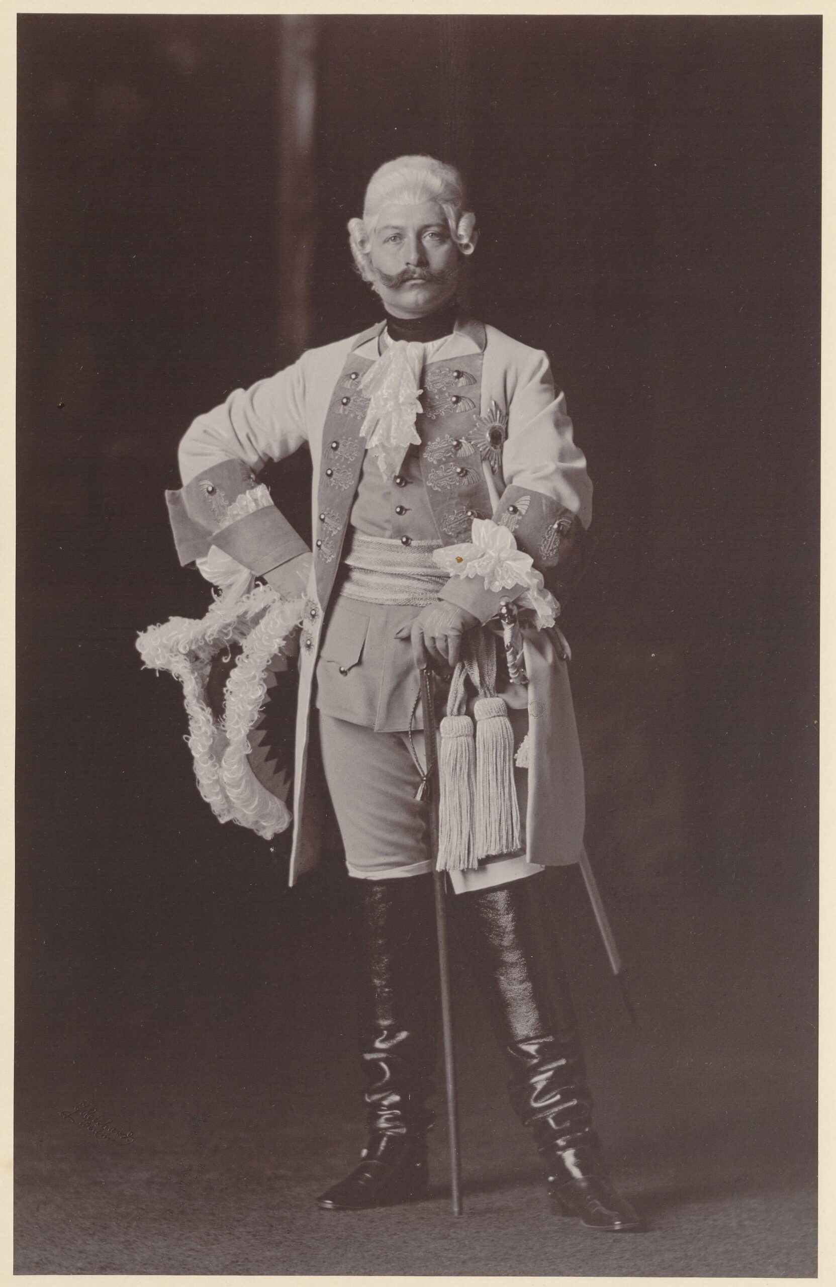 German Kaiser Wilhelm II in 18th century costume, 1892. The Kaiser was known for his love of elaborate uniforms and ostentatious outfits. (3523×2288)