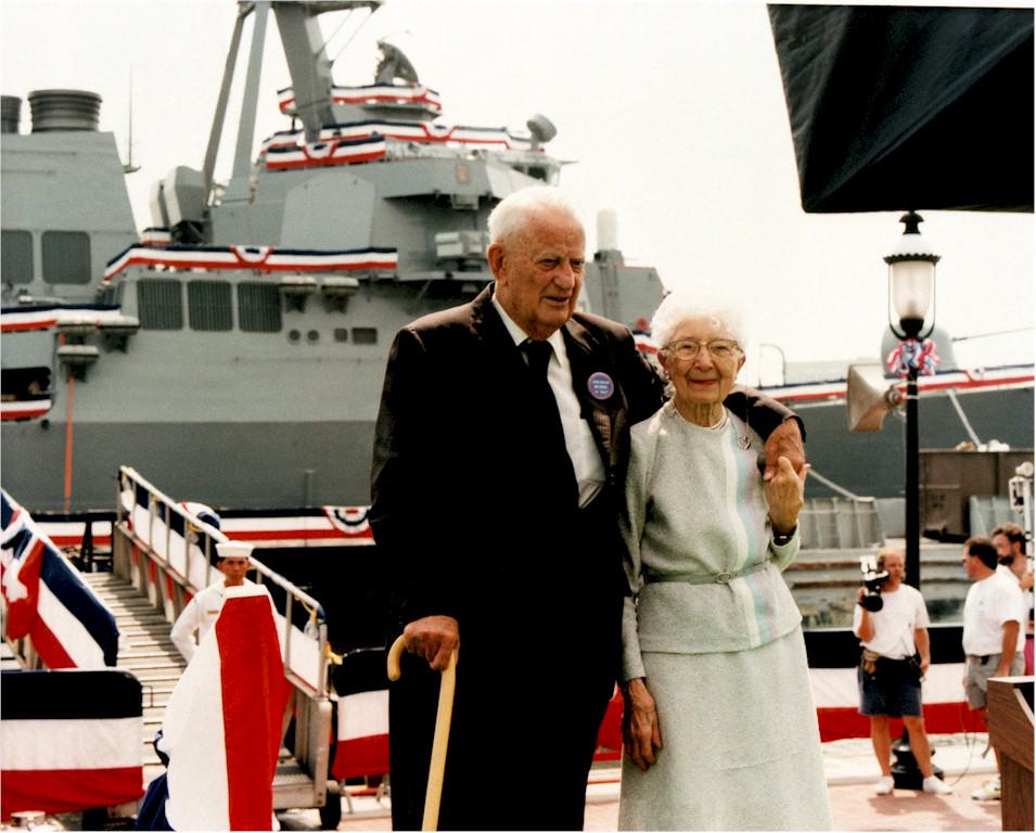 35 years ago, retired Admiral Arleigh Burke and his wife prepare to commission his namesake destroyer, first of a class that will become the backbone of the US Navy’s surface fleet. July 4 1991. More in the comments. [955 × 768]
