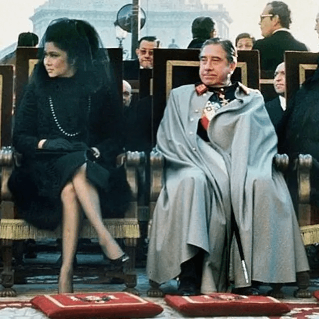 Chilean dictator Augusto Pinochet sitting beside Imelda Marcos, wife of Philippine dictator Ferdinand Marcos, at the funeral of Spanish dictator Francisco Franco (1975) [640×640]