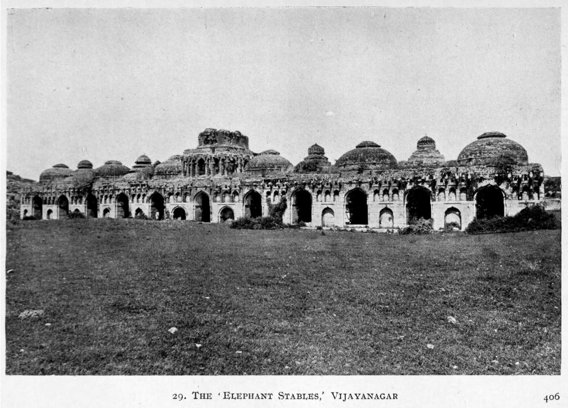 Royal Elephant Stables of the Vijayanagara Empire in 1918 (Hampi, India) [1920×1381]
