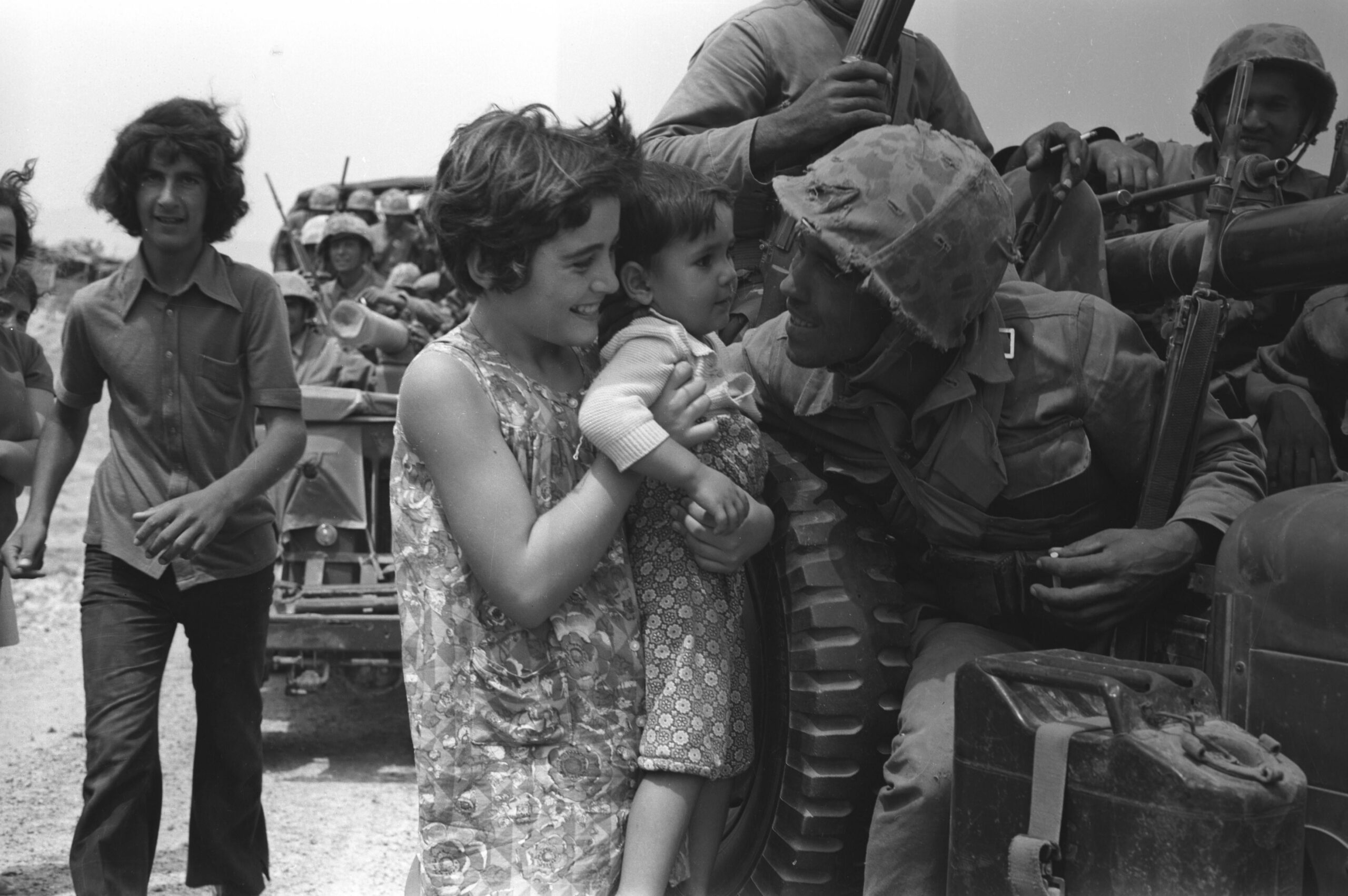 Turkish Cypriot children greet Turkish soldiers arrival during the Cyprus Peace Operation, 20 July 1974 [4724×3140]