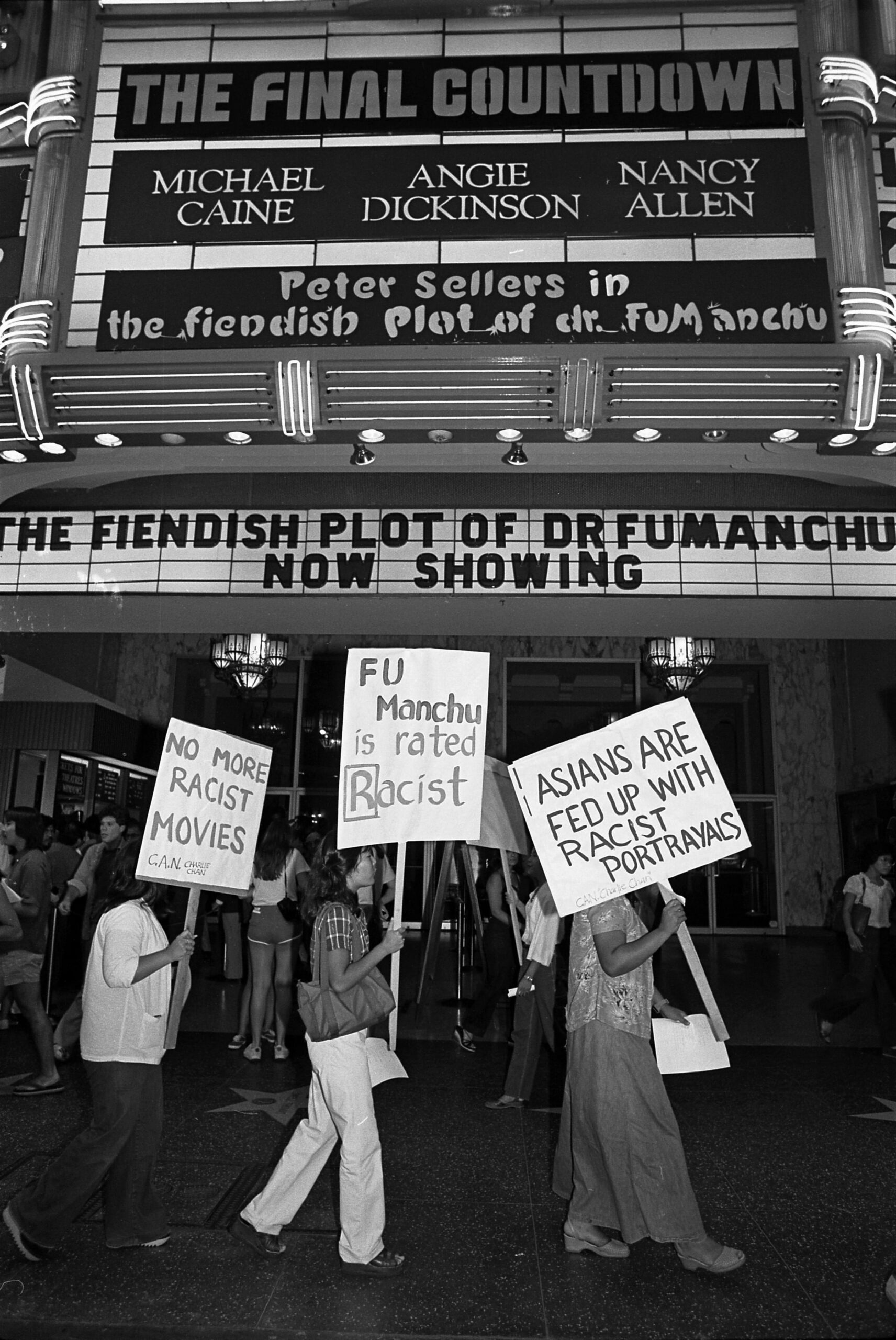 Members of the Coalition of Asians to Nix Charlie Chan protesting the release of The Fiendish Plot of Dr. Fu Manchu and it’s title character, who’s appearance and personality play into into racist Chinese stereotypes (1980) [2610×3903]