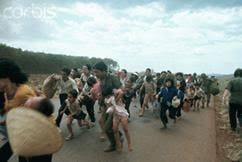 People evacuating from a sudden attack by the VietCong on horror highway in Quang Tri 1972 South Vietnam [245×163]