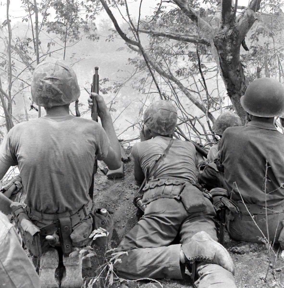 Marines on a hilltop position during the Battle of Saipan, June 1944. (Peter Stackpole Photograph for LIFE Magazine) [1182×1200]