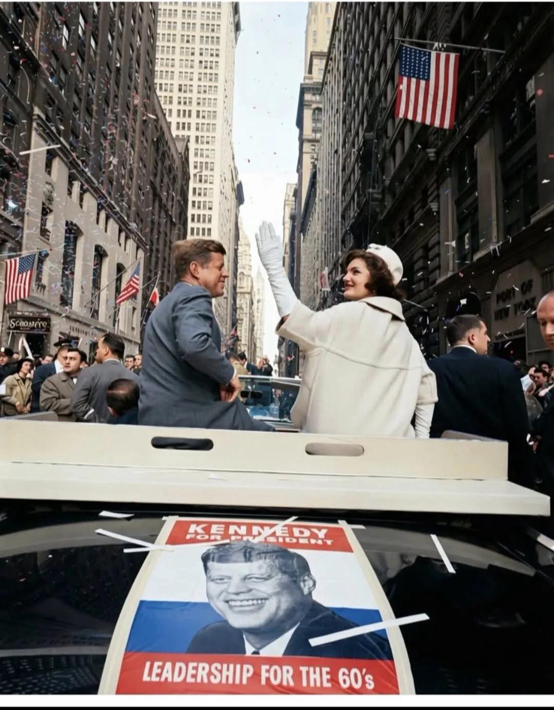 JFK and Jackie during the New York City ticker tape parade, October 1960. [1080×1383]
