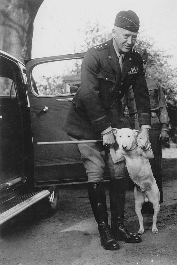 General George S. Patton with his beloved dog, Willie, circa 1940s. [564×844]