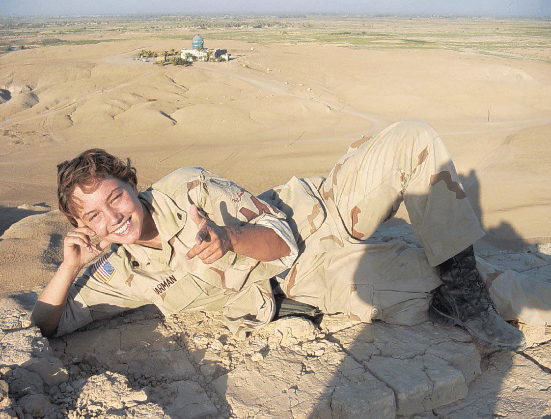 Sabrina Harman as an Army Reservist with the 372nd Military Police Company – in Iraq, October – December, 2003. – Prior to the public exposure of the Abu Ghraib prisoner abuse scandal in early 2004. [1122 x 852]