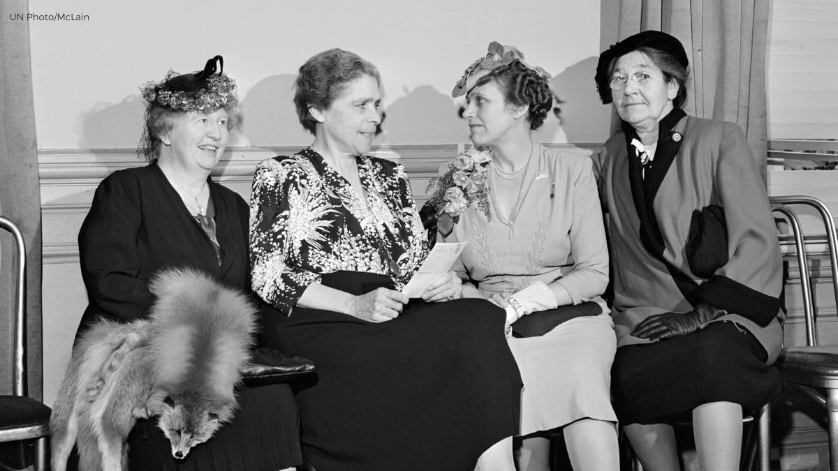June 26, 1945: Out of the 850 international delegates who signed the formal United Nations Charter, only 4 were women; Dr. Bertha Lutz (Brazil) Minerva Bernardino (Dom. Rep.), Virginia Gildersleeve (US) and Dr. Wu Yi-fang (China), all ensuring gender equality was written into the document. [928×520]