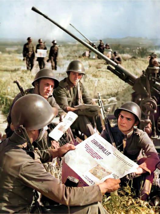 Albanian soldiers reading the (Zëri i Popullit) newspaper, and training with Type 55/M-1939 (37mm) anti-aircraft guns, from the Albanian People’s Army – of the People’s Socialist Republic of Albania, c. 1969. [526 x 702]